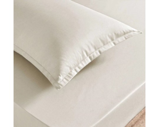 Простынь сатин евро TAC 230х260 светло-коричневый