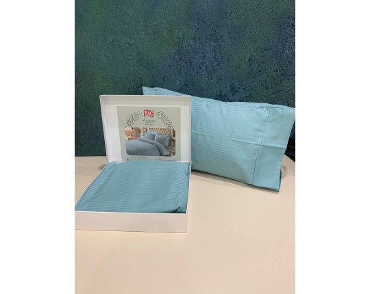 Постельное белье ТАС 2сп. евро премиум страйп-сатин Basic аквамарин