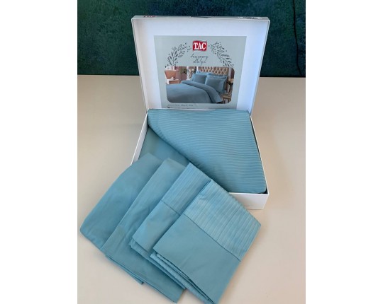 Постельное белье ТАС 2сп. евро премиум страйп-сатин Basic аквамарин