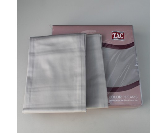 Простынь сатин евро TAC 230х260 светло-коричневый